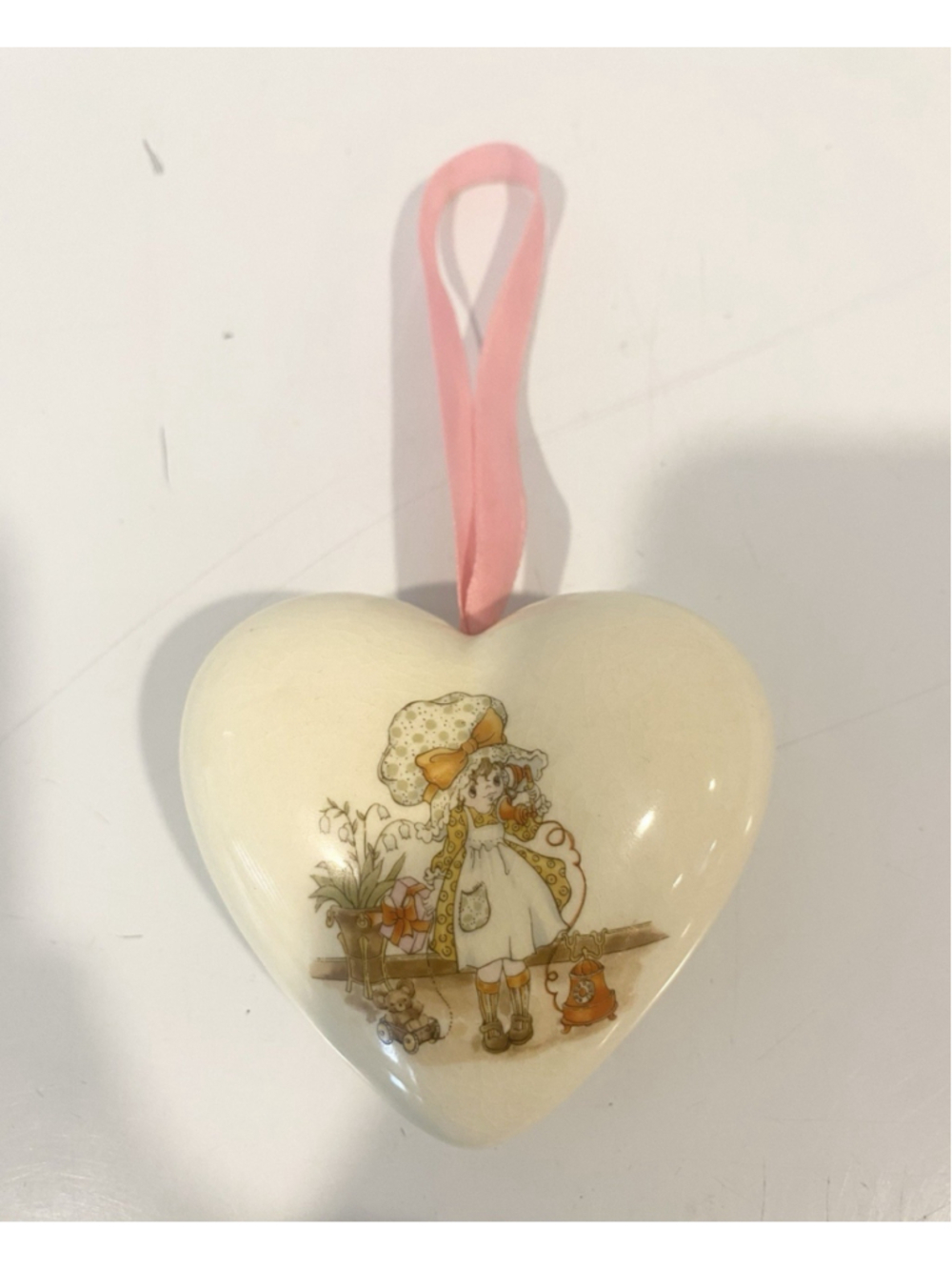 Vintage Made in Japan Ceramic Heart Potpourri Pomander Hanging Sachet Holder